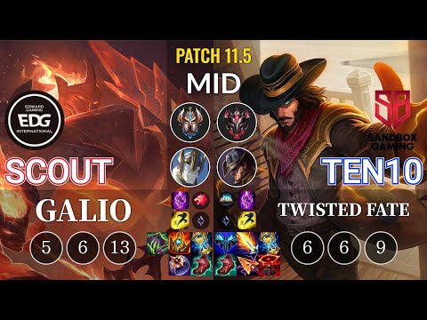 EDG Scout Galio vs SB.A Ten10 Twisted Fate Mid - KR Patch 11.5