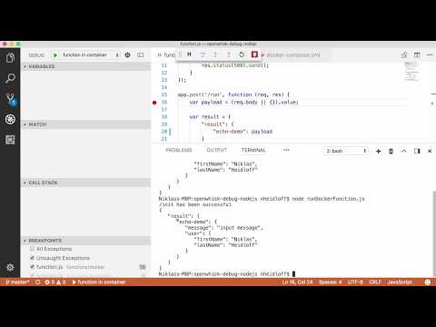 Debugging Apache OpenWhisk Functions with Visual Studio Code