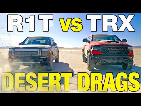 Drag Race in the Dirt! Ram TRX vs. Rivian R1T | 0-60, Horsepower, Off-Roading & More