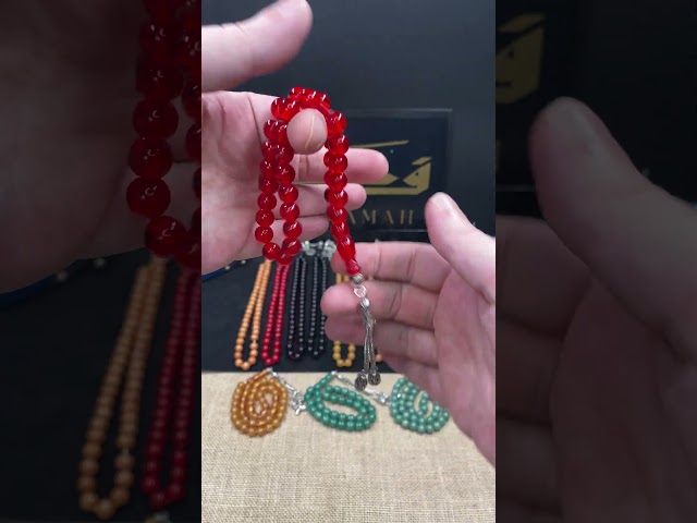 سبحة فاتوران حمراء بحبات دائرية وشرابة تراثية