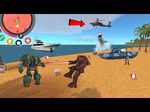 Rope Hero: Vice Town (Transformer Ball Fight Car Robot on Sea Beach)Laser Beam - Android Gameplay HD