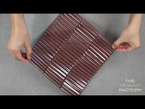 The Mosaic Factory Sevilla Kit-Kat Mini Fingers mozaïektegel 1,2x9,2cm - smoked cherry