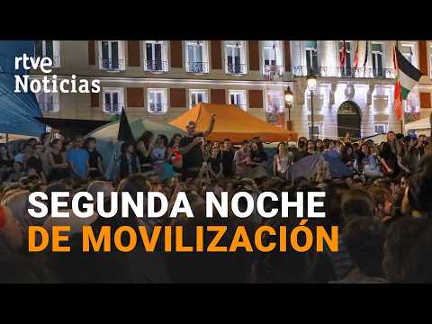 Unas seiscientas personas permanecen acampadas en la Puerta del Sol de Madrid | RTVE Noticias