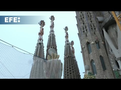 The Sagrada Família in Barcelona after its central Tower of Jesus Christ reached 172.5 meters