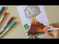 Volcano drawing | Natural disaster drawing | Volcanic eruption drawing
