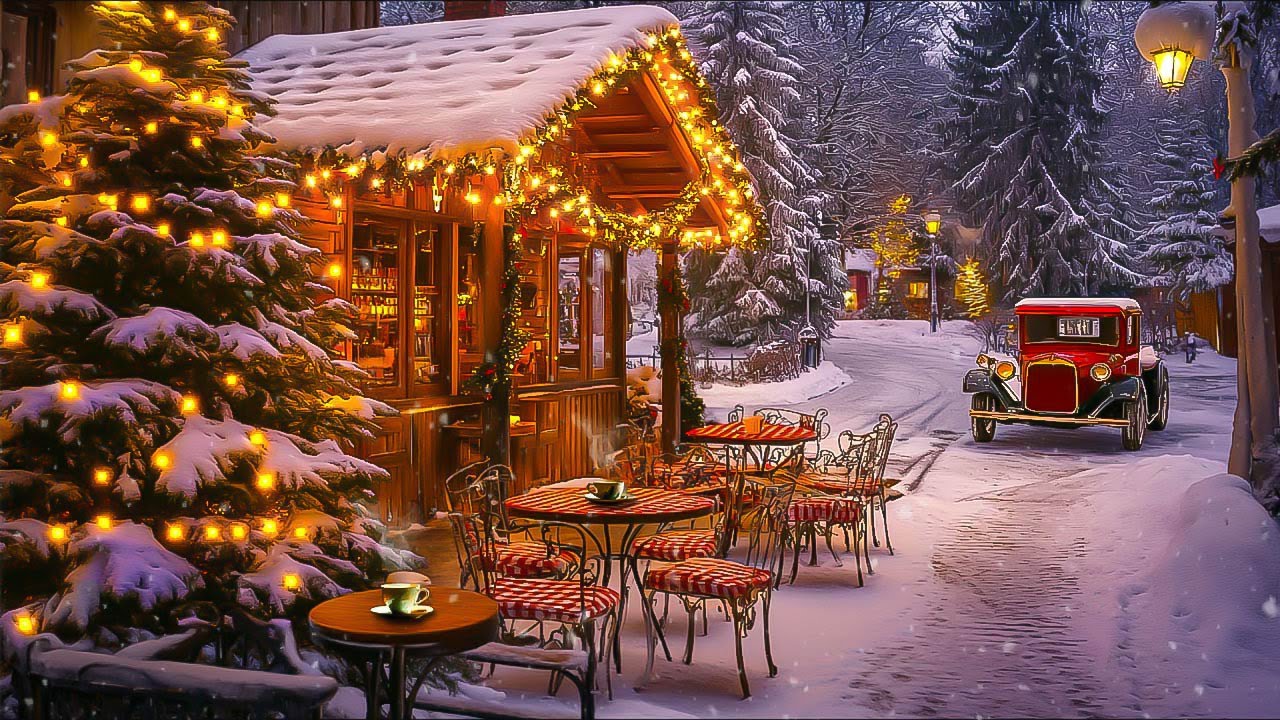 Charming Old Town Christmas | Cozy Café & Warm Jazz in Snowy Streets for Perfect Holiday Ambience