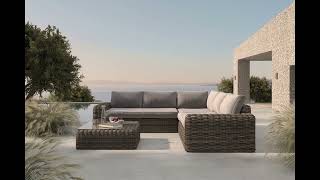 OUTFLEXX Ecklounge, grau/braun, Olefin/Polyrattan, für 5 Personen, inkl. Polster