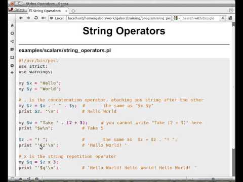 Beginner Perl Maven tutorial: 2.5 - String operators