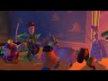 Toy Story Woody pushes Buzz out the window but it's in reverse