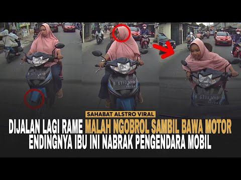MOTHER RIDING MOTORBIKE WHILE CHATTING WITH HER CHILD, ENDS UP HITTING A CAR DRIVER.