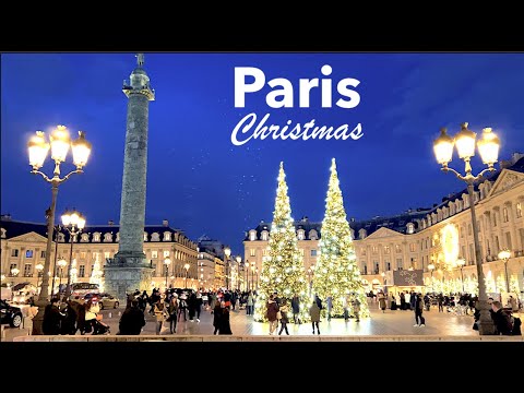 Paris France, HDR walking -  Christmas in Paris- Paris luxury shopping place - 4K HDR 60 fps