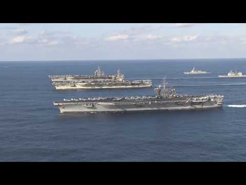 U.S. Navy Three Carrier Formation in Western Pacific Ocean