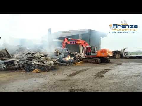 Incendio rotoballe Campi Bisenzio 31 gennaio 2018