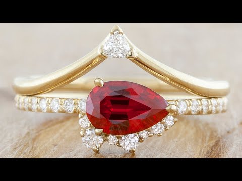 Unique Asymmetric Engagement Ring 4 Ways - Ruby - Pear - Salt & Pepper Diamond #shorts
