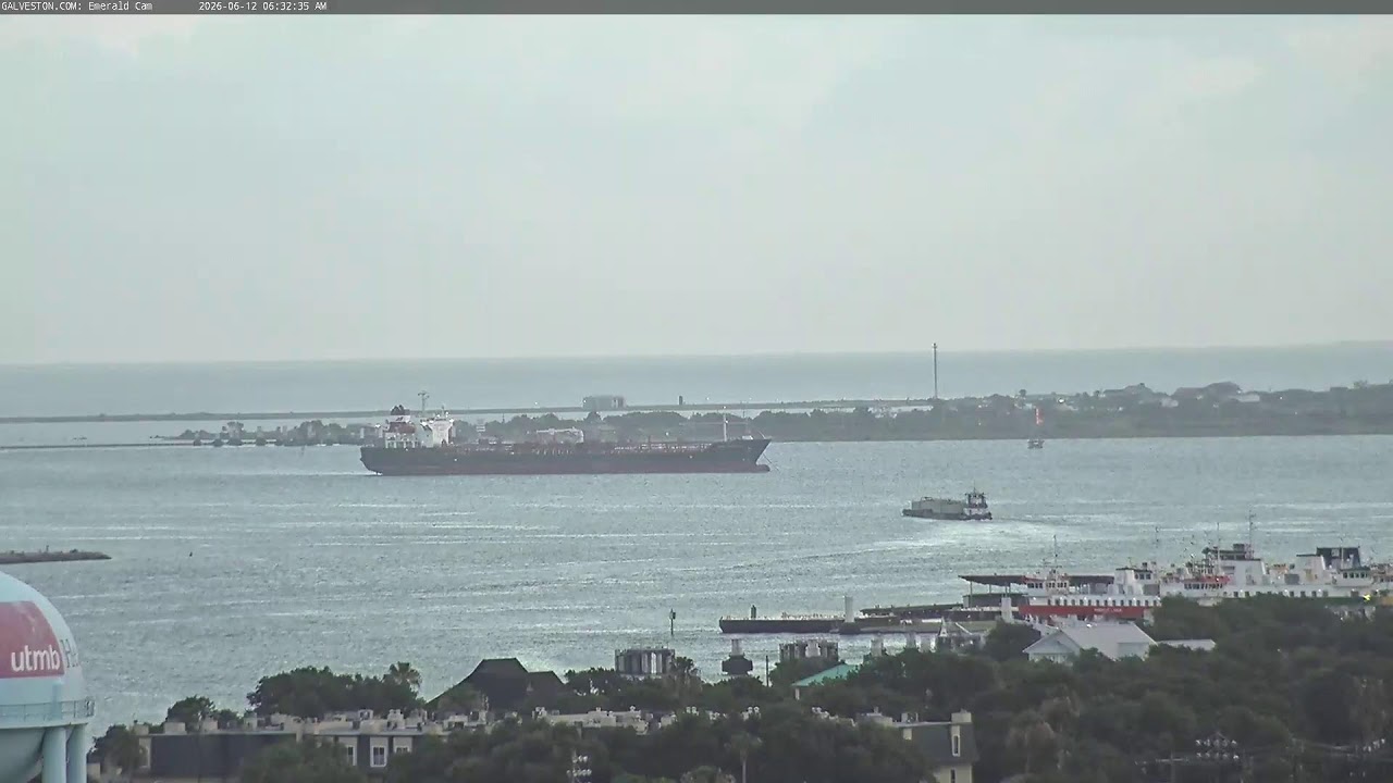 Live webcam view of Galveston Ship Channel & Bolivar Ferries