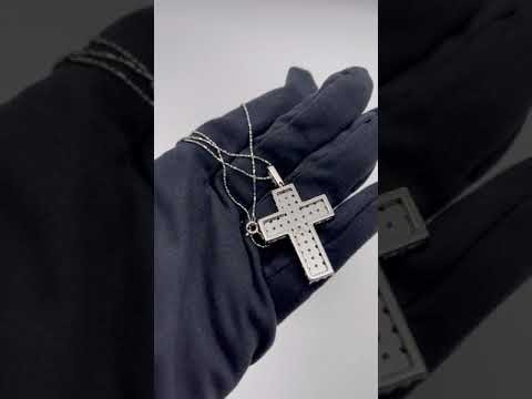 Pre-owned Diamond Cross Pendant & Chain in 18Kt White Gold