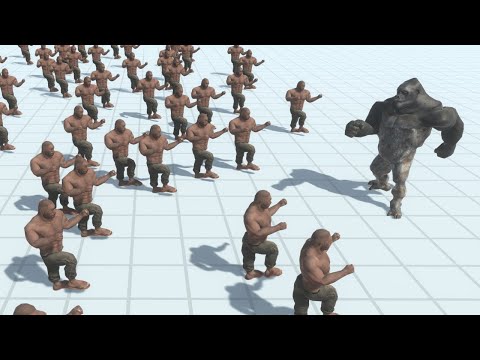 100 Men vs 1 Gorilla ARBS Animal Revolt Battle Simulator