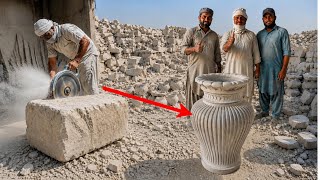Handmade Stone Vase Making Process | Amazing Stone Cutting Workshop