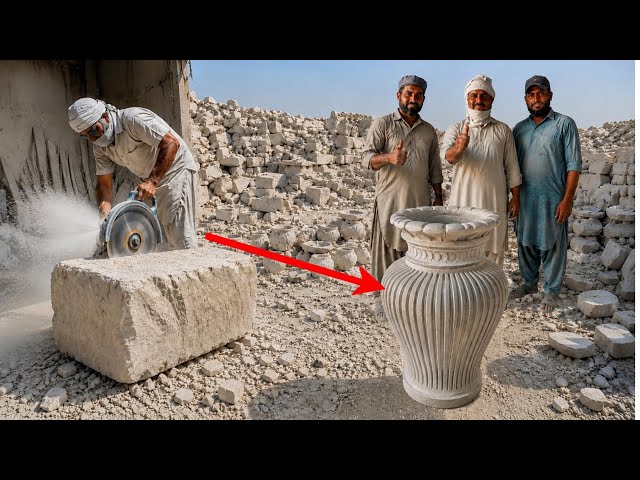 Handmade Stone Vase Making Process | Amazing Stone Cutting Workshop