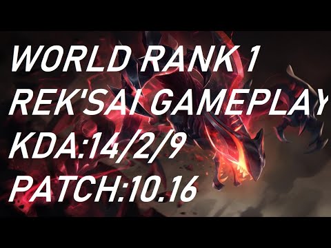 World Rank 1 Rek'Sai vs Elise Gameplay Replay-KR Patch 10.16