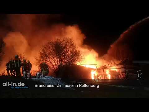 Brand einer Zimmerei im Oberallgäuer Rettenberg