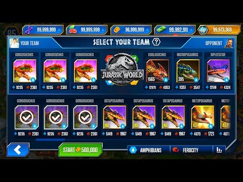 GEN 2 FURY - GORGOSUCHUS vs AMPHIBIANS - JURASSIC WORLD THE GAME