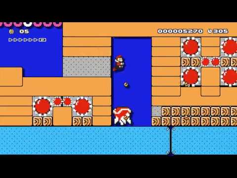 Super Mario Maker Levels: "Flooded Spiny Temple"