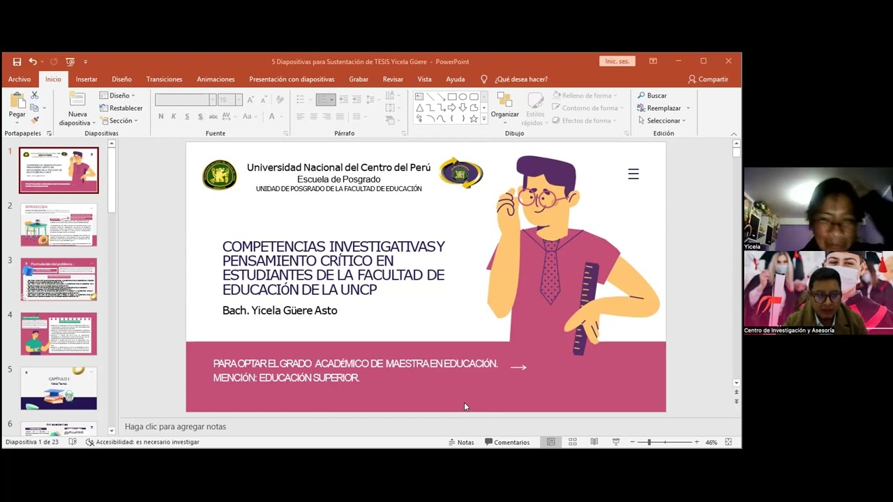 Asesoría Pre sustentación Yicela UPG Educación UNCP