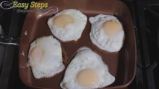 Half Fry Eggs Without Any Oil, Butter or Grease Cooked in Copper Chef Pan