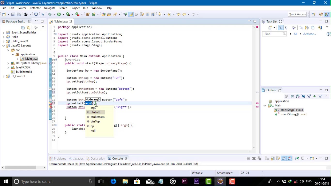 JavaFX Layout BorderPane