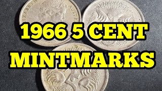 Australia 1966 5 cent coin mintmarks