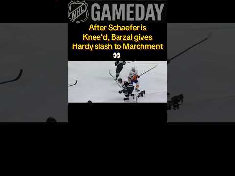Barzal gives huge slash to Marchment after he knees Schaefer. What will come of this?👀 #NHL #hockey