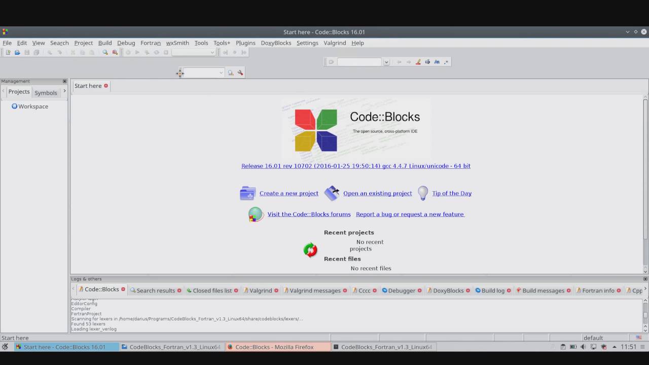 Code::Blocks IDE for Fortran: First steps (Linux)