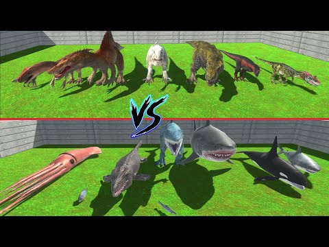 TEAM KING SHARK VS TEAM INDOMINUS REX WHO WILL WIN - Animal Revolt Battle Simulator