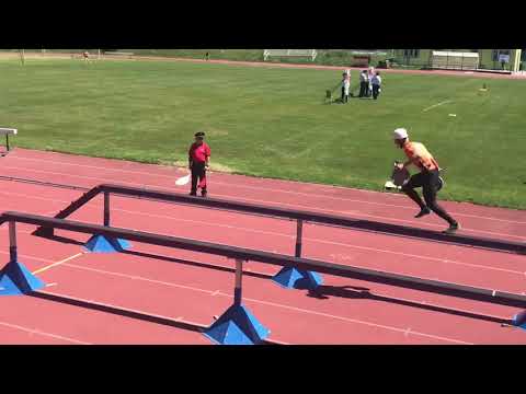 Patrik Fojt 100m - 1. pokus - Okresní kolo v PS Blansko 2019