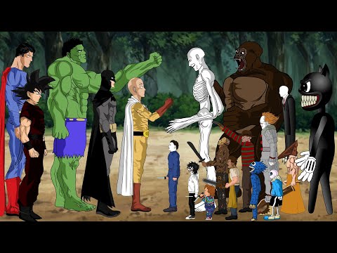 Goku - Saitama VS DC,MARVEL Heros-Hulk-Superman VS Jason Voorhees,Chucky,Michael,Freddy,Scp 096,Jeff