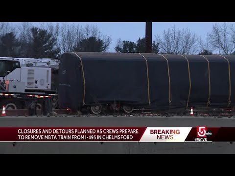 Crews working to remove MBTA train car from I-495 in Chelmsford