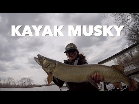 Girl Catches BIG MUSKY alone from KAYAK
