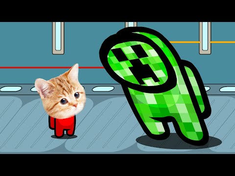 Among us Mini Crewmate Creeper vs Cat