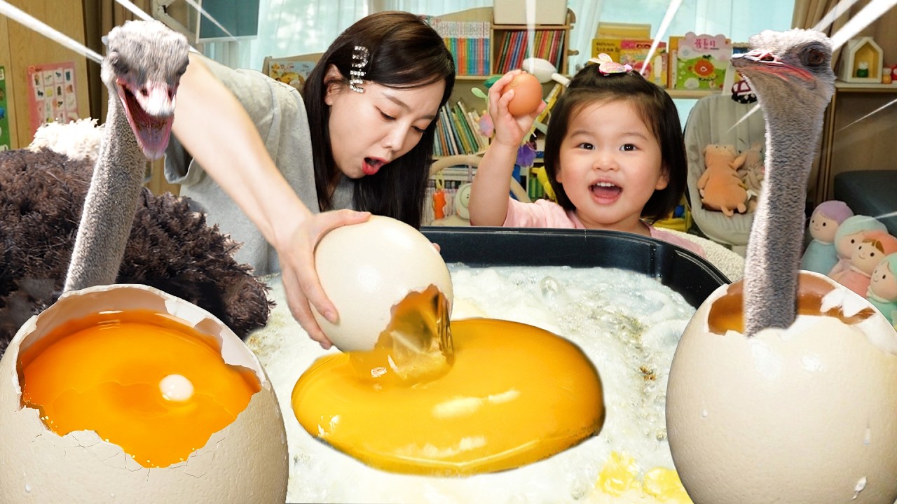어린이날 🐣 대왕 타조알 후라이 🍳 먹방 (with 미소) Giant an ostrich fried egg Mukbang ASMR Ssoyoung