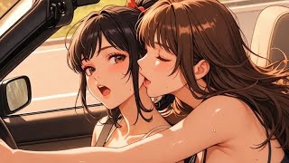 Lesbian Anime Couples driving cars and kiss scenes. #lesbian #yuri #kiss