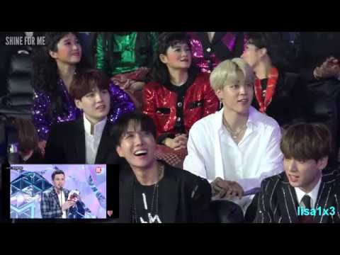 181106 BTS reaction to Charlie Puth speech @MGA 2018