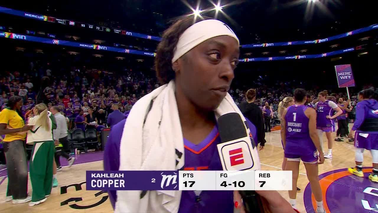Kahleah Copper reacts to leading Mercury in blowout win over Seattle | WNBA on ESPN