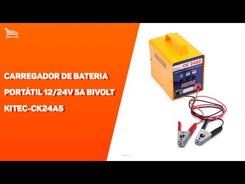 Carregador de Bateria Portátil 12/24V 5A Bivolt - Video