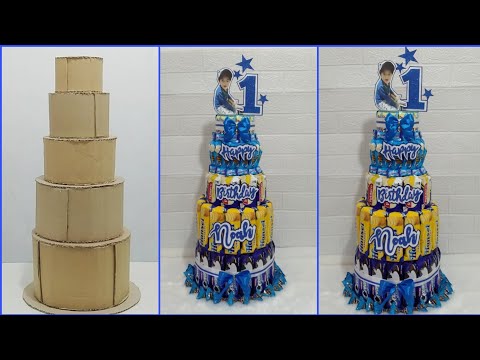 DIY 5 LAYER SNACKS TOWER | DIY CANDY TOWER | CANDY CAKE TOWER