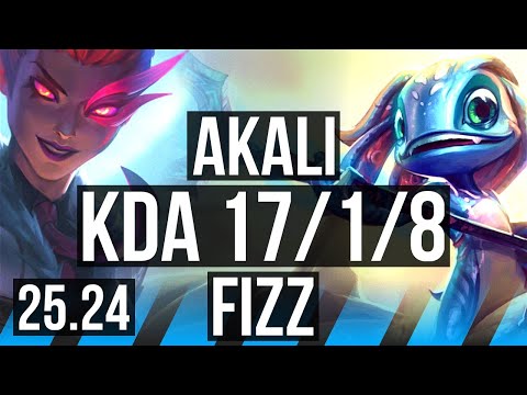 AKALI vs FIZZ (MID) | Good KDA: 17/1/8 | KR Diamond | 25.24