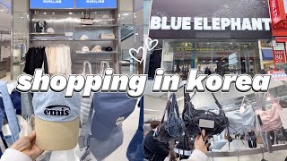 shopping in korea vlog 🇰🇷 spring fashion haul 🛍️ blue elephant, emis, matin kim, mimiline