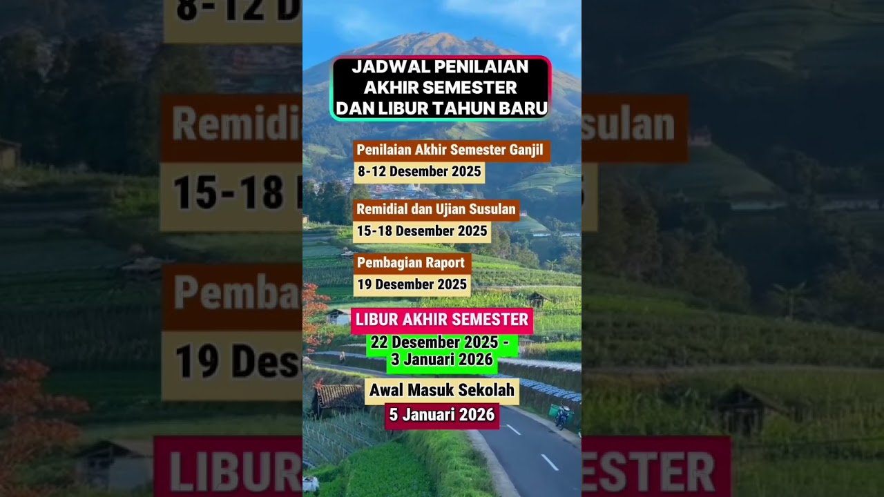 Jadwal penilaian akhir semester dan libur tahun baru 2026.#tahunbaru #penilaianakhirsemester #guru