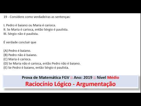 Raciocínio Lógico #FGV Q19 2019 Prova de Matemática #Concurso #Médio