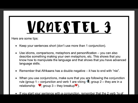 VRAESTEL 3 Afrikaans FAL wenke (tips for Afrikaans writing for first additional language learners)📝